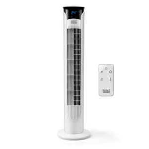 Black+decker BXEFT48E Ventilatore a Torre Digitale Oscillante 81 cm 45W 3 Velocit&agrave; Timer 12h Telecomando