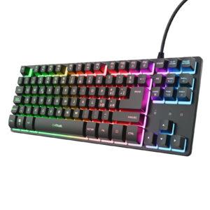 Trust GXT 833 Thado Tastiera Gaming TKL USB Membrana 87 Tasti LED Multicolore Anti-Ghosting Nero