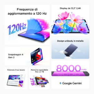Tcl TAB A1 Plus Tablet 12.2" 2.4K 120Hz Snapdragon 4 Gen 2 6GB RAM 128GB Android 16 Wi-Fi Space Blue 3 1 1
