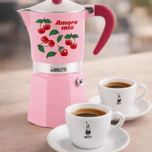 Caffettiera Moka Bialetti Rainbow Amore Mio 3 Tazze 130 ml Alluminio Rossa 3 1 6