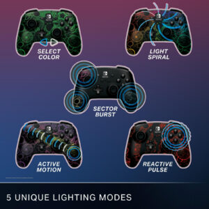 Powera Controller Wireless Lumectra Galactic Vortex NSGP0349-01 Nintendo Switch LED RGB 2 Pulsanti Mappabili 3 1 64