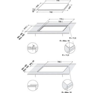Whirlpool WL B2977 NE Piano Cottura a Induzione 77 cm 4 Zone Vetroceramica Nero FlexiCook 9 7 5