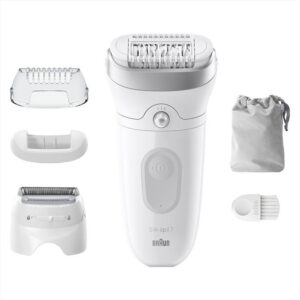 Braun Silk-épil 7 SE7-041 Epilatore Elettrico Donna Wet & Dry Testina Ampia Rulli Massaggianti Bianco/Argento