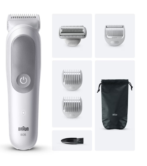 Braun Series 5 BG5550 Rifinitore Corpo Body Groomer Wet & Dry Ricaricabile 100 min 6 Accessori Grigio 1 0 29
