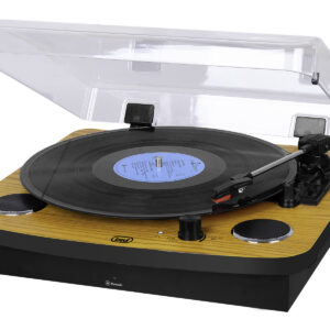 Trevi TT 1022 BT Giradischi Stereo Bluetooth con Mobile in Legno, 3 Velocità 33/45/78 Giri, 2 Altoparlanti 3W, AUX-IN, Uscita RCA