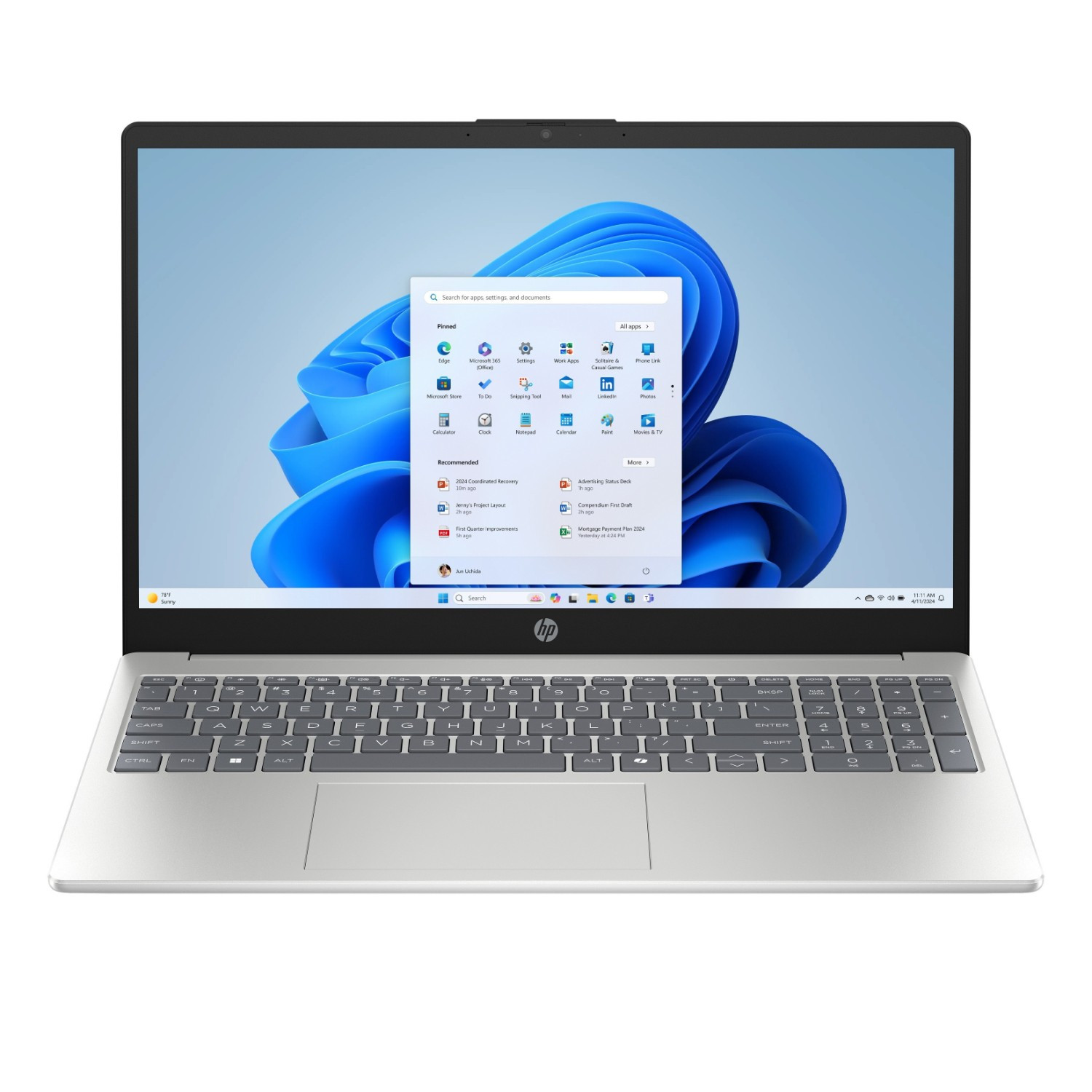 Hp 15-fd0134nl Notebook 15.6" Full HD Intel Core 3 100U 8GB DDR5 512GB SSD Wi-Fi 6 Windows 11 Home Argento 1 0 56