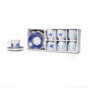 SET 6 TAZZINE CAFFE' C/PIATTO 80ML PORCELLANA MARE