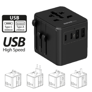 CE684 ADATTATORE UNIV.DA VIAGGIO 2USB-A+2USB-C 2500W