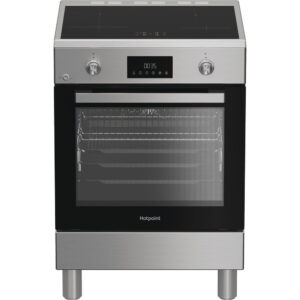 Hotpoint H6I8LMSAX Cucina Libera Installazione 60x60 cm Piano Induzione 4 Fuochi Forno Elettrico Ventilato 72L 9 Funzioni Diamond Clean Classe A Acciaio Inox
