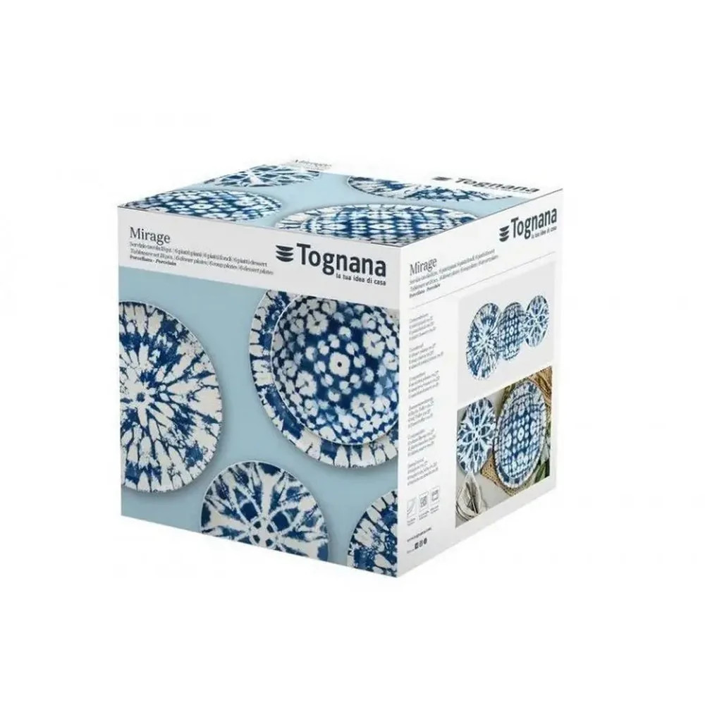 Servizio Piatti Tognana Mirage 18 Pezzi Porcellana Blu 6 Persone 1 0 168
