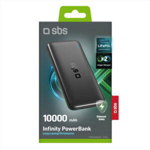 Sbs Powerbank Infinity TTBB10000PO4K 10000 mAh 10W LiFePO4 USB-A USB-C Nero