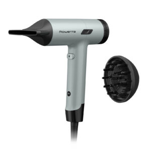 Rowenta Asciugacapelli Compatto Tiny HY7120 1600W Motore Digitale Ionico Getto Freddo con Diffusore Nero Verde