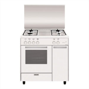 Glem Gas AS854GX Cucina a Gas 80x50 cm 4 Fuochi Forno Gas 61L Grill Elettrico Scaldavivande Bianco Classe A