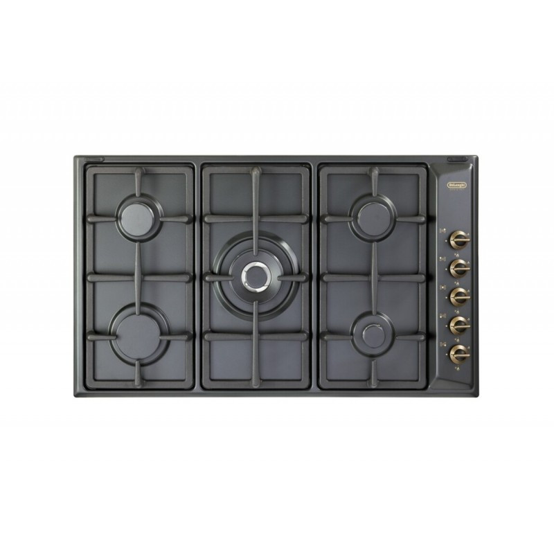 De'longhi ANL59PRO Piano Cottura a Gas da Incasso 90 cm 5 Fuochi 1 Doppia Corona Antracite Griglie Ghisa 1 0 228