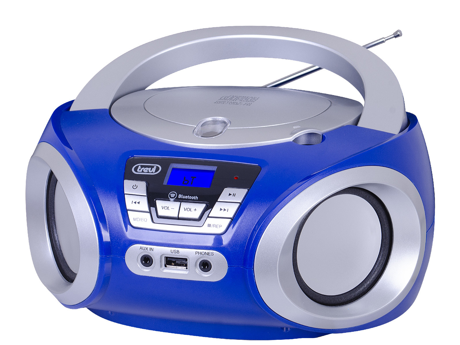 Trevi CMP 544 BT Boombox Portatile con Lettore CD, Bluetooth, Radio FM, USB, AUX-IN, 4W, Display LCD, Blu 1 0 268