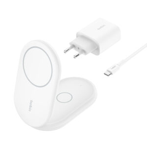 Belkin Caricabatterie Wireless 2-in-1 Pieghevole BoostCharge WIZ028VFWH Qi2 15W MagSafe Bianco