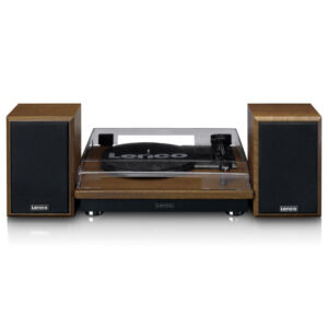 Lenco LS-100WD Giradischi a Cinghia Automatico Bluetooth 5.0 2x10W Legno Nero/Quercia 33/45/78 giri
