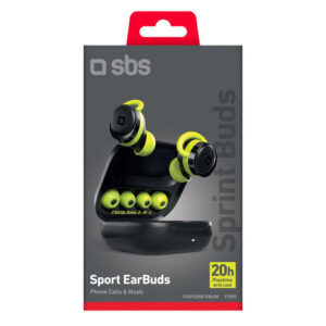 Sbs Sprint Buds Auricolari True Wireless Sportivi In-Ear Bluetooth 5.0 IPX4 20h Nero Verde
