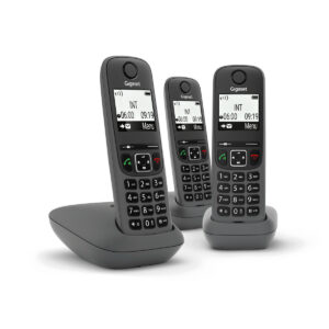 Gigaset AS490 Trio Telefono Cordless DECT Analogico 3 Cornette Vivavoce Identificatore di Chiamata Nero