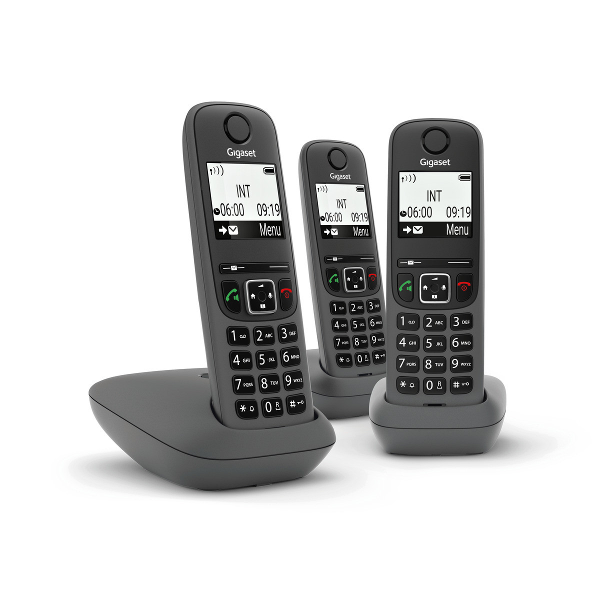 Gigaset AS490 Trio Telefono Cordless DECT Analogico 3 Cornette Vivavoce Identificatore di Chiamata Nero 1 0 314