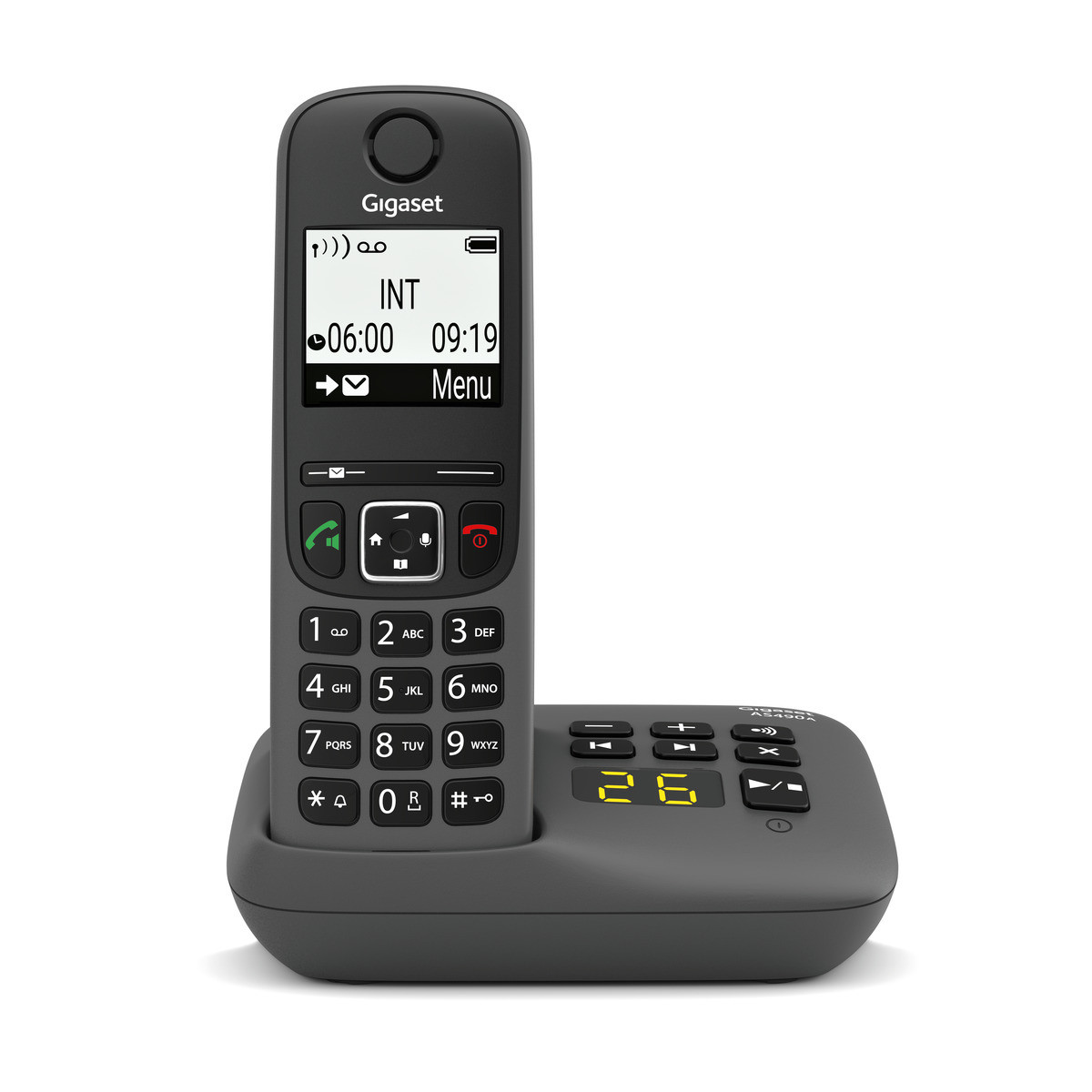 Gigaset AS490A Telefono Cordless DECT Segreteria Telefonica Vivavoce Identificatore di Chiamata Nero 1 0 326