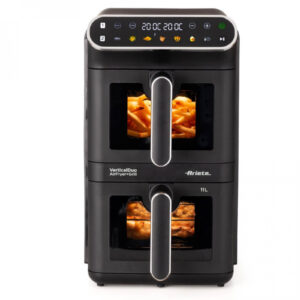 Ariete 4640 Friggitrice ad Aria Doppia Verticale 11L 2460W 2 Cestelli Sync Dual 6 Programmi Grill 200°C Nero