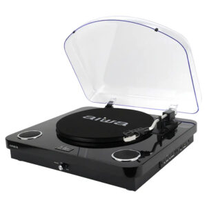 Aiwa LPS-25BK Giradischi All-in-One 33/45/78 giri Speaker 2x5W Bluetooth 5.4 USB Radio FM Nero