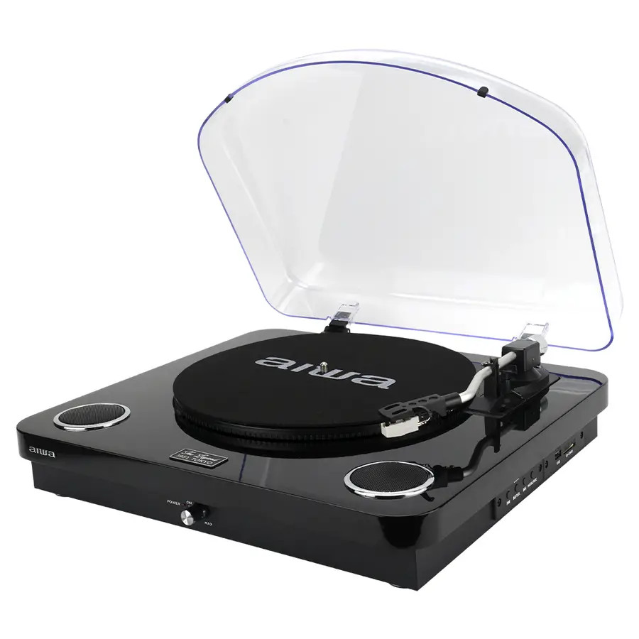 Aiwa LPS-25BK Giradischi All-in-One 33/45/78 giri Speaker 2x5W Bluetooth 5.4 USB Radio FM Nero 1 0 58