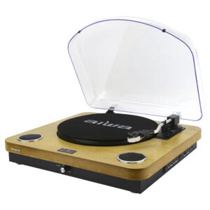 Aiwa LPS-25WD Giradischi All-in-One 33/45/78 Giri Speaker 2×5W Bluetooth 5.4 USB Radio FM Legno