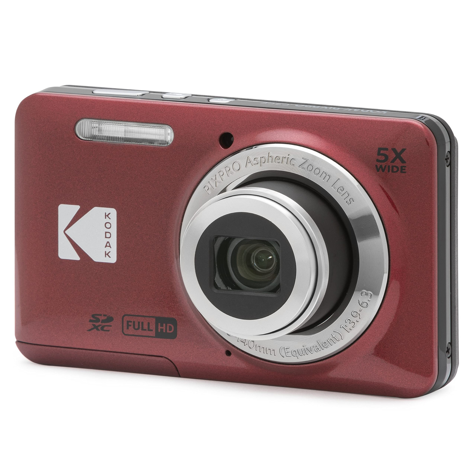 Kodak Fotocamera Compatta PIXPRO FZ55 16 MP Zoom Ottico 5x Grandangolo 28mm Video Full HD 1080p LCD 2.7" Rosso 1 0 80