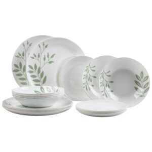 SET TAVOLA 18PZ VETRO OPALE BIANCO DELY VERDE