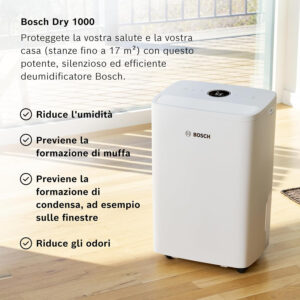 Bosch Dry 1000 Deumidificatore 10L/24h 2,5L 36dB 40m³ Bianco 2 1 139