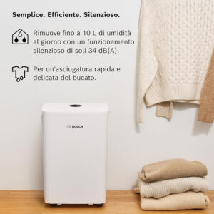Bosch Dry 1000 Deumidificatore 10L/24h 2,5L 36dB 40m³ Bianco 3 2 118