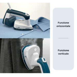 Ariete 6246 Ferro a Vapore 2 in 1 Verticale e da Stiro Piastra Ceramica Antiaderente 1000W 180ml Bianco/Blu 4 2 12