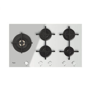 Whirlpool GOA9523WH Piano Cottura a Gas da Incasso 5 Fuochi 86 cm Vetro Temperato Bianco Griglie in Ghisa