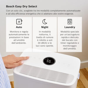 Bosch Dry 1000 Deumidificatore 10L/24h 2,5L 36dB 40m³ Bianco 4 3 104