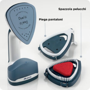 Ariete 6246 Ferro a Vapore 2 in 1 Verticale e da Stiro Piastra Ceramica Antiaderente 1000W 180ml Bianco/Blu 6 4 12