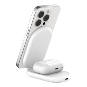 Belkin Caricabatterie Wireless 2-in-1 Pieghevole BoostCharge WIZ028VFWH Qi2 15W MagSafe Bianco 6 4 123