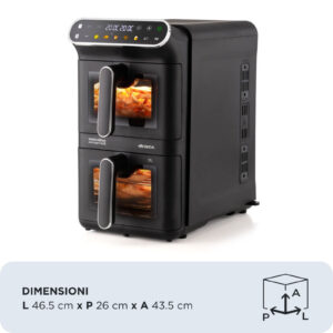 Ariete 4640 Friggitrice ad Aria Doppia Verticale 11L 2460W 2 Cestelli Sync Dual 6 Programmi Grill 200°C Nero 6 4 9