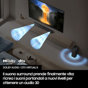 Samsung HW-B650F/ZF Soundbar 3.1 Canali 370W Subwoofer Wireless Dolby Audio DTS Virtual:X Q-Symphony HDMI ARC Bluetooth Nero 8 6 37