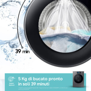 Samsung WF90F09C4SU3 Lavatrice Caricamento Frontale 9 kg 1400 Giri/min Classe A Ecodosatore AI EcoBubble Wi-Fi Dark Silver 8 6 39