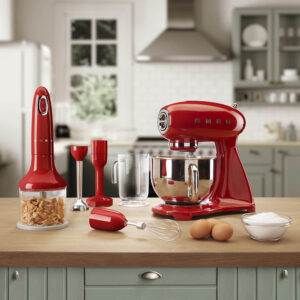 Smeg HBF02RDEU Frullatore a Immersione 700W 4 Velocità Turbo Flowblend Rosso 50's Style con Accessori 9 7 66