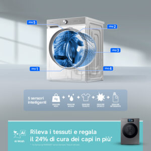 Samsung WF90F09C4SU3 Lavatrice Caricamento Frontale 9 kg 1400 Giri/min Classe A Ecodosatore AI EcoBubble Wi-Fi Dark Silver 10 8 22