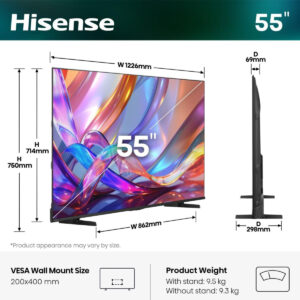 Hisense 55E79S Smart TV 55" QLED 4K Ultra HD Wi-Fi Dolby Vision HDR10+ Dolby Atmos VIDAA Nero 9 8 9