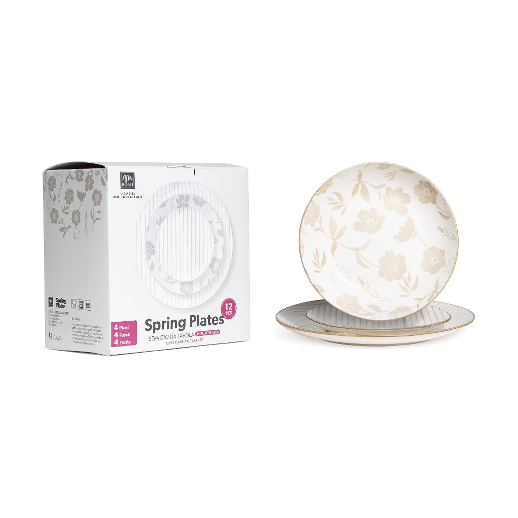 SERV. TAVOLA 12 PZ PORCELLANA D.26,5/20/19 BEIGE