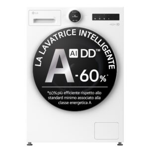 Lg F4X9009TWCE Lavatrice Carica Frontale 9 kg 1400 rpm Classe A -60% AI Direct Drive TurboWash 360° Vapore Wi-Fi Bianco