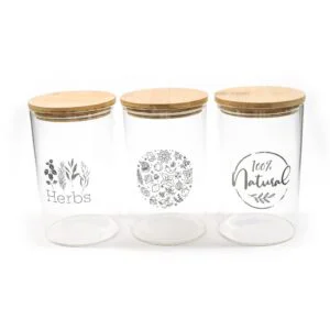 BARATTOLO VETRO BOROSILICATO C/COPERCHIO 1LT ASS.