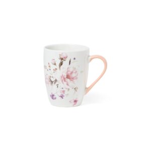 MUG CERAMICA 350ML DEC.FIORI MANICO ROSA