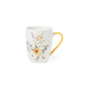MUG CERAMICA 350ML DEC.FIORI MANICO GIALLO