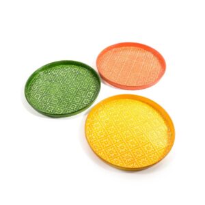 VASSOIO METALLO D.31X2.5CM VERDE/GIALLO/ARANCIO AS